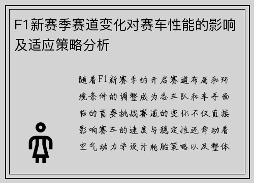 F1新赛季赛道变化对赛车性能的影响及适应策略分析